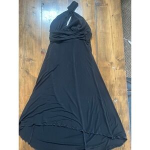 Studio Y Womens Black Halter High Low Cocktail Dress Size Small Wrap Waist Hem